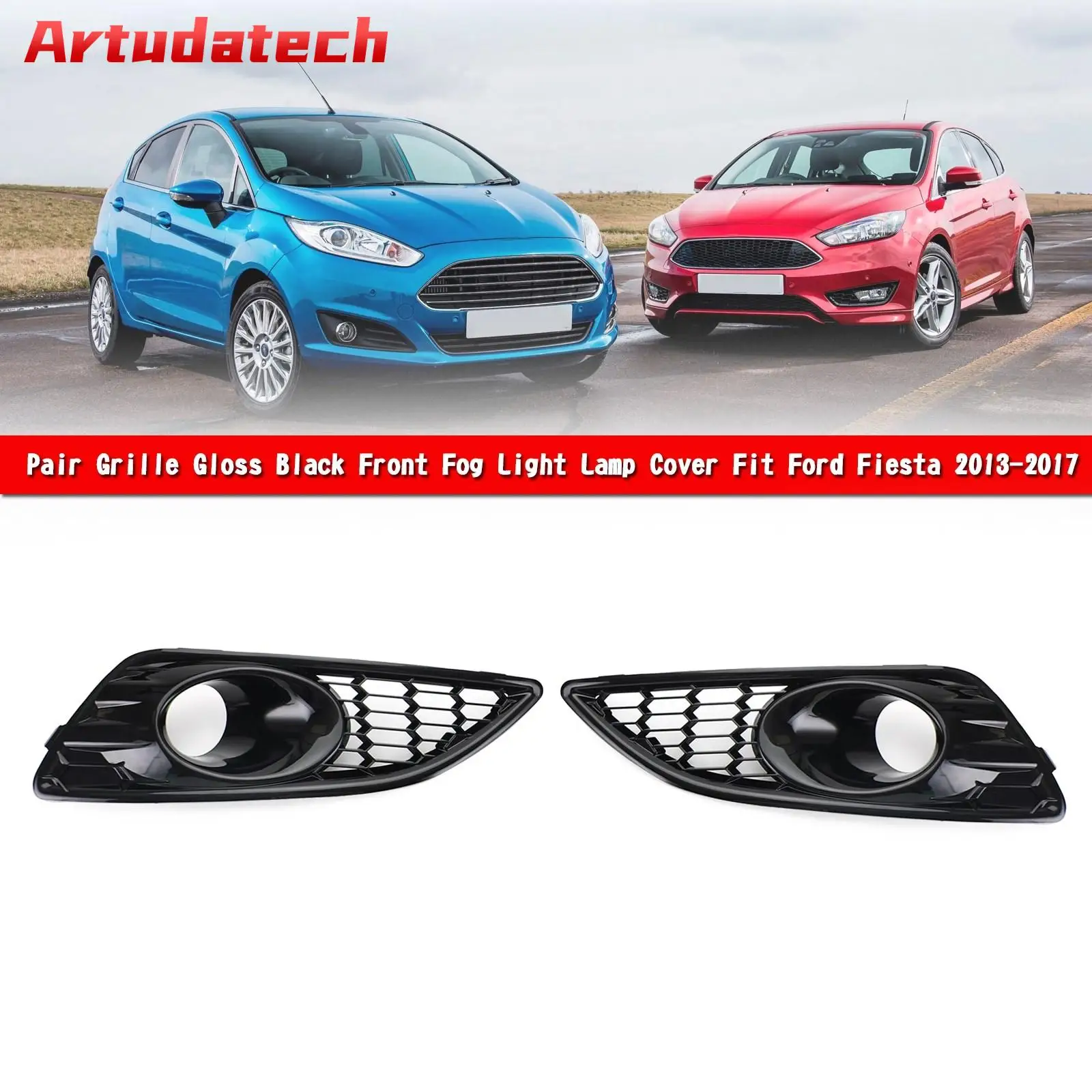 

Пара глянцевых черных противотуманных фасветильник Artudatech для Ford Fiesta 2013-2017, автомобильные аксессуары