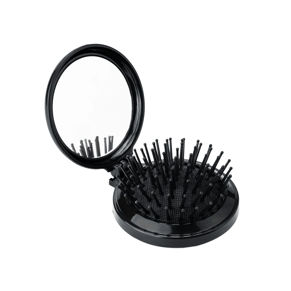 1Pcs Folding Comb Mirror Mini Pocket Haircomb Folding Massager Hair Brush Round Hair Comb with Mirror Folding Hairbrushes