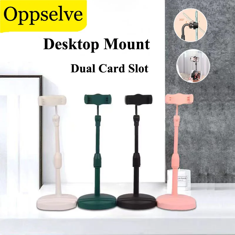 

Telescopic Desktop Holder 360 Rotation Smartphone Stand For iPhone 15 14 Pro Samsung S23 Xiaomi POCO iPad Dual Card Slot Mount