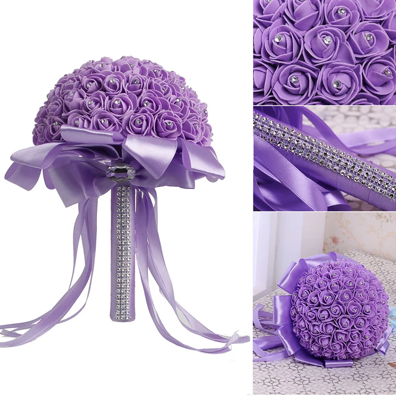 1Pcs Handmade Bridal Artificial Foam Roses Flower Bride Bouquet Wedding Party Valentine's Day Decor wedding bouquets artificial rose flowers