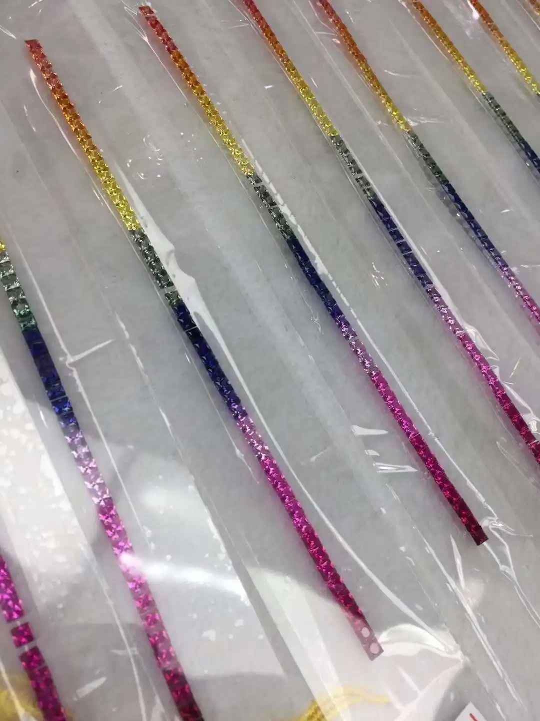 New Fashion High Quality Princess Cut Loose Gemstones Gradient Rainbow Strips corundom lab grown gemstone for DIY Jewelry