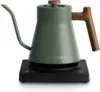 Electric Gooseneck Kettle, 1200W Electric Tea Kettle Real Wood Handle, 34oz Pour Over Electric Kettle for Coffee & Tea, 18/8 1