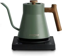 Electric Gooseneck Kettle, 1200W Electric Tea Kettle Real Wood Handle, 34oz Pour Over Electric Kettle for Coffee & Tea, 18/8 1