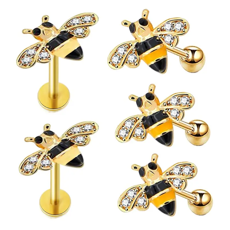 

Forward Helix Tragus Daith Conch Piercing Jewelry for Women Men Stainless Steel Barbell Helix Cartilage Stud Earrings CZ Leaf Dr