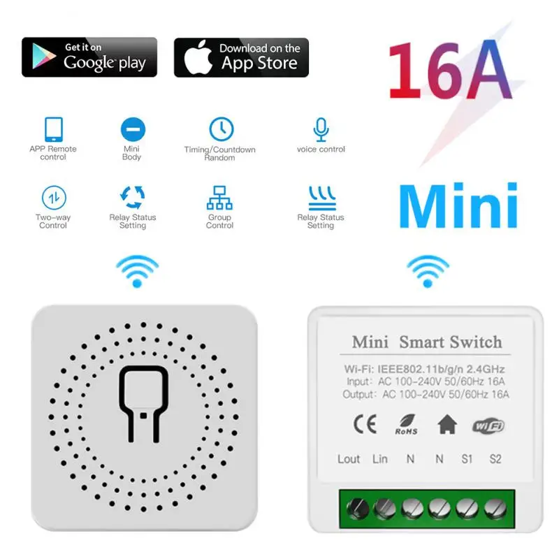 

16A Tuya Wifi Wifi Smart DIY Switch Light Supports 2 Way Timing Control Automation Module Compatible With Tuya Alexa Google Home