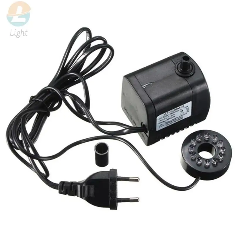 Water Pump Aquarium Water Pump Fish Tank Pump 3W/5W Submersible Pump Fountain 12RGB Color LED Light Flow Adjustable Aquarium Pond Fountain Fish Tank Water Hydroponic