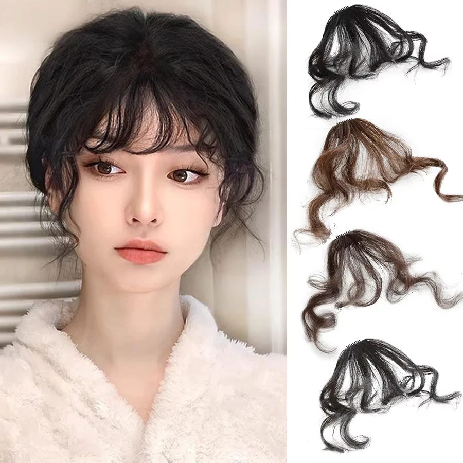 Hairstyle Fake Fringe Bangs 【COD】❤️❤️❤️Short Front Curly Bangs Fake Fringe  Clip In, image size:900x900