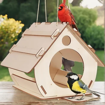 DIY Hanging Wooden Bird Feeder 6