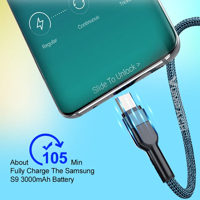 Cable usb c rápido tipo c cable de datos de carga rápida cargador para Samsung s21 xiaomi Vivio Iphone 16 15 Cable de carga Huawei 2