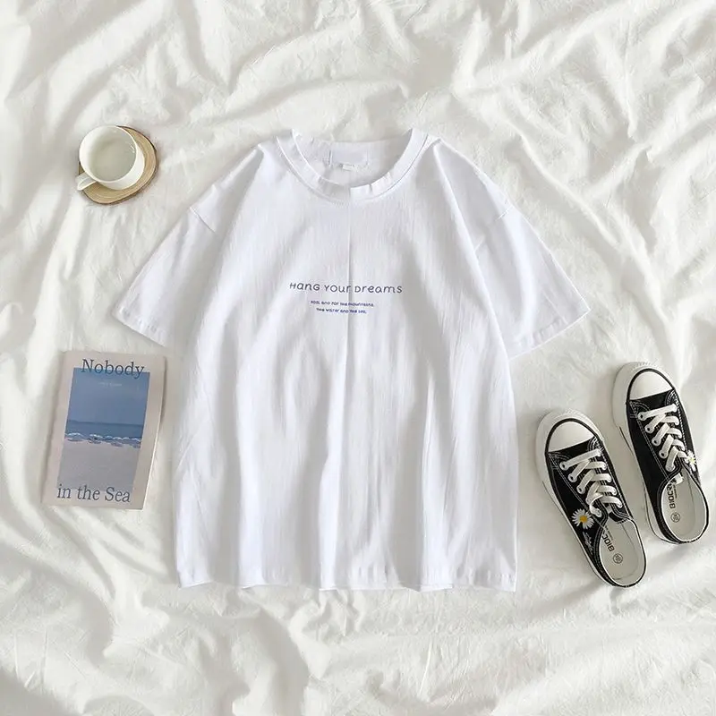 

Harajuku All-match Loose Tops Tees Summer New Short Sleeve O-neck Simplicity Letter T Shirts Casual Fashion Women Clothing