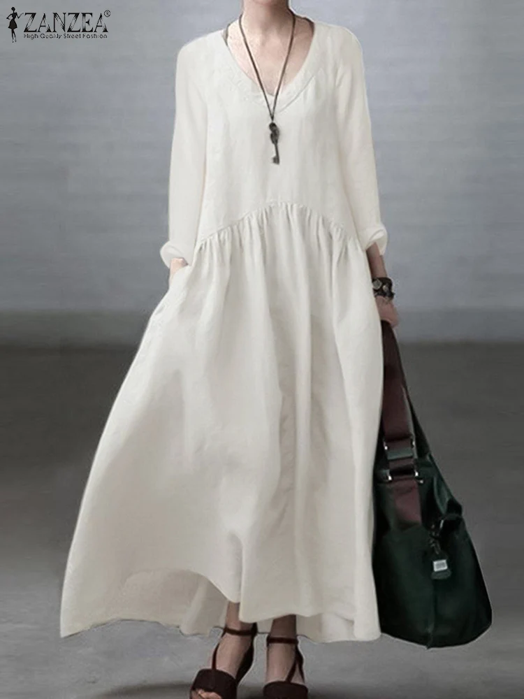 2020 Autumn Floral Printed Sundress ZANZEA Women Long Sleeve Dress Vintage Casual