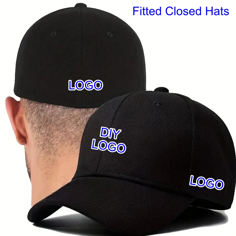 

1pc Custom Logo Print Embroidery Sport Cap Full Closed Fitted Baseball Cap Dad Hat Outdoor Golf Caps for Wen Women Hip Hop Caps