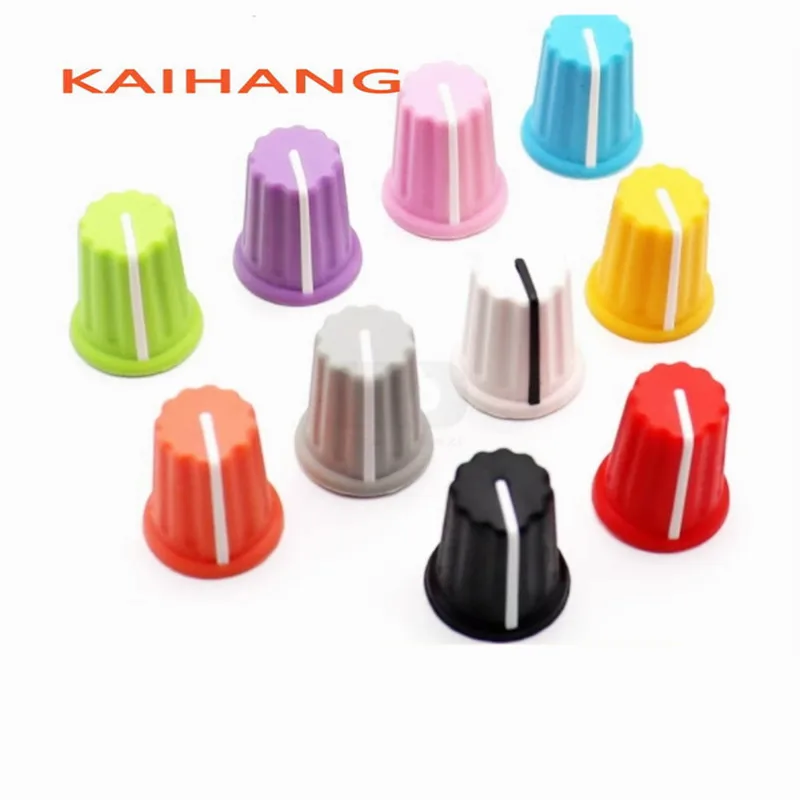5PCS Color Rubber Half Shaft Knob Diameter 16mm Height 19mm Potentiometer Knob 180 Degree D-Shaped Inner Hole 6mm For Pioneer potentiometer knob cap rubber knob
