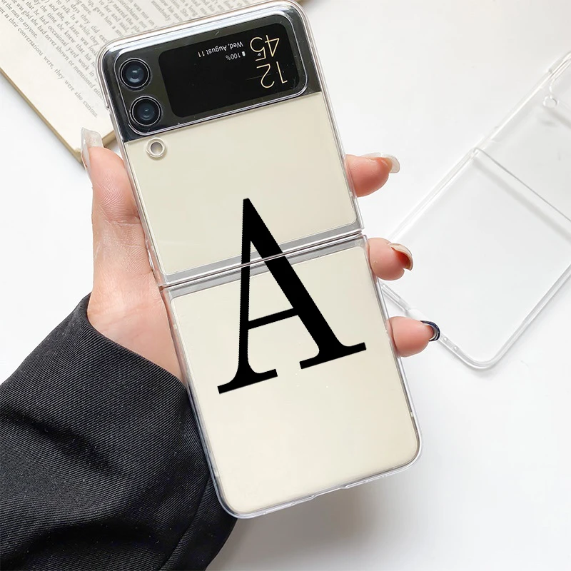 Chic Alphabet Design Clear Hard Phone Case for Samsung Galaxy Z Flip