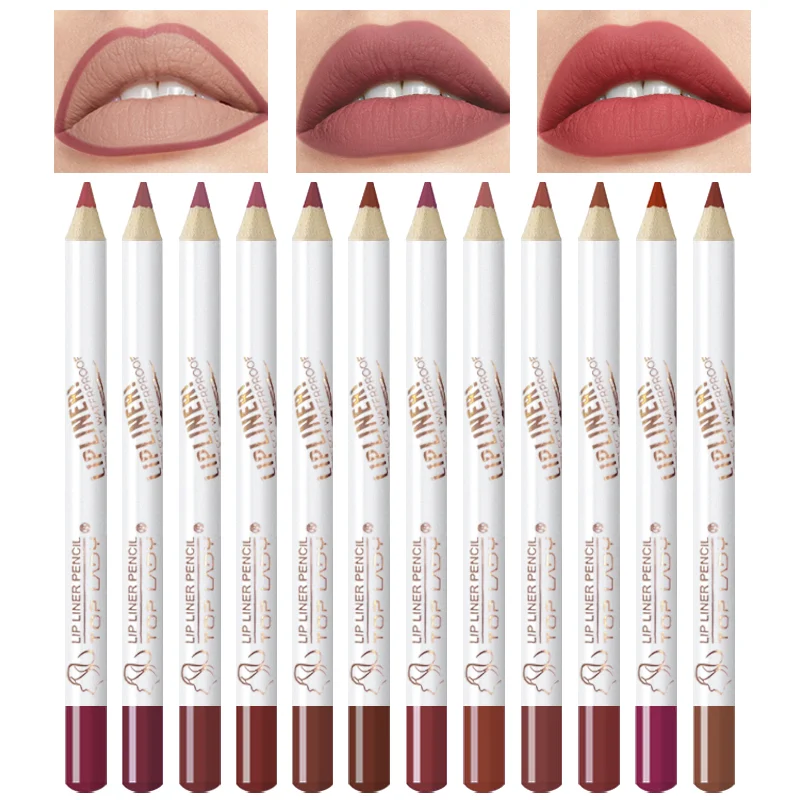 12pcs Lip Liner Pencil Set Matte Nude Contour Lipliner Pencil Lipstick Pen Waterproof Long Lasting Lipstick Lip Tint Cosmetics
