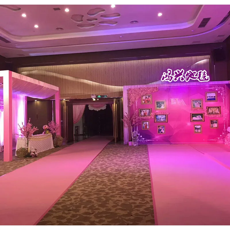 Pink Carpet Wedding Arrangement Stage Runway Supplies Opening Birthday Party Light Pink Disposable Carpet Wedding Vortex Rug 6