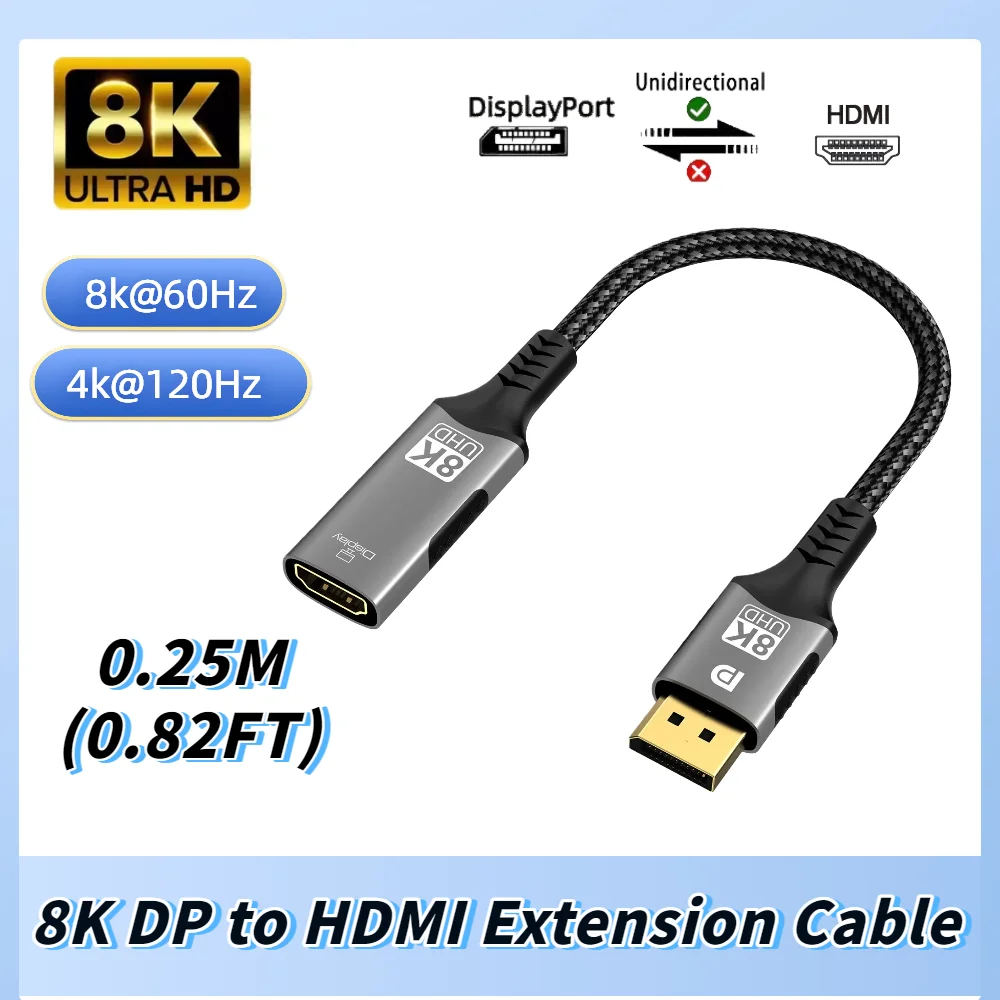 Ultra High-Definition DisplayPort to HDMI Adapter Cable - 4K@120Hz Converter for PCs, Laptops, and Projectors