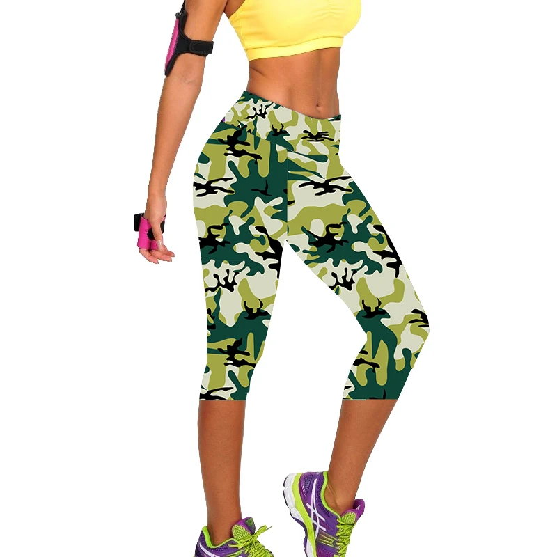 

TOIVOTUKSIA Brushed Milk Silk Camo Printed Pantalon Femme Plus Size Cropped Pants Women Sweatpants High Waist Capri Pants Women