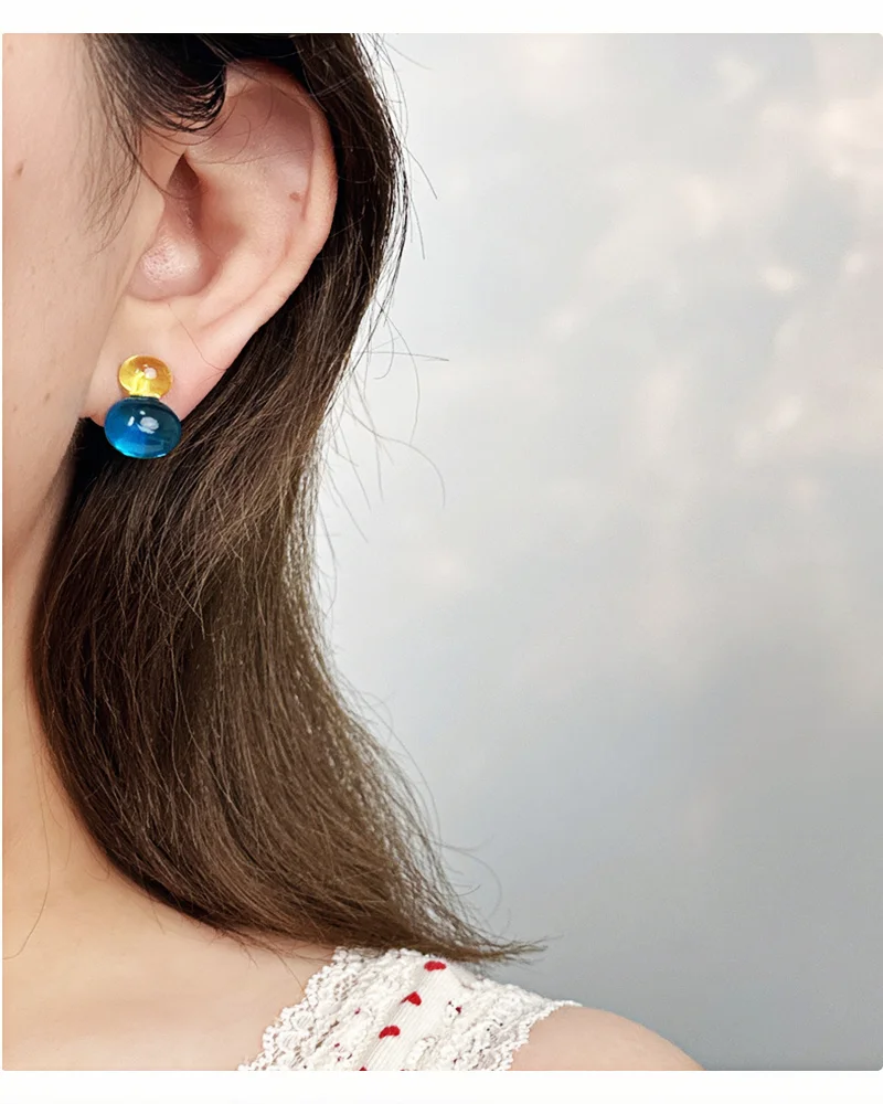 2026 Kontrastfarbene, hochtransparente Harz-Ohrstecker | Koreanischer Niedlicher Stil, hypoallergen | Weihnachtlicher Bohemian-Party-Schmuck – Detail 40