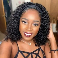 Headband Wig Human Hair For Black Women Curly Wigs Human Hair Machine Made Short Curly Bob Wig Brazilian Human Hair 10-14 Inch 1