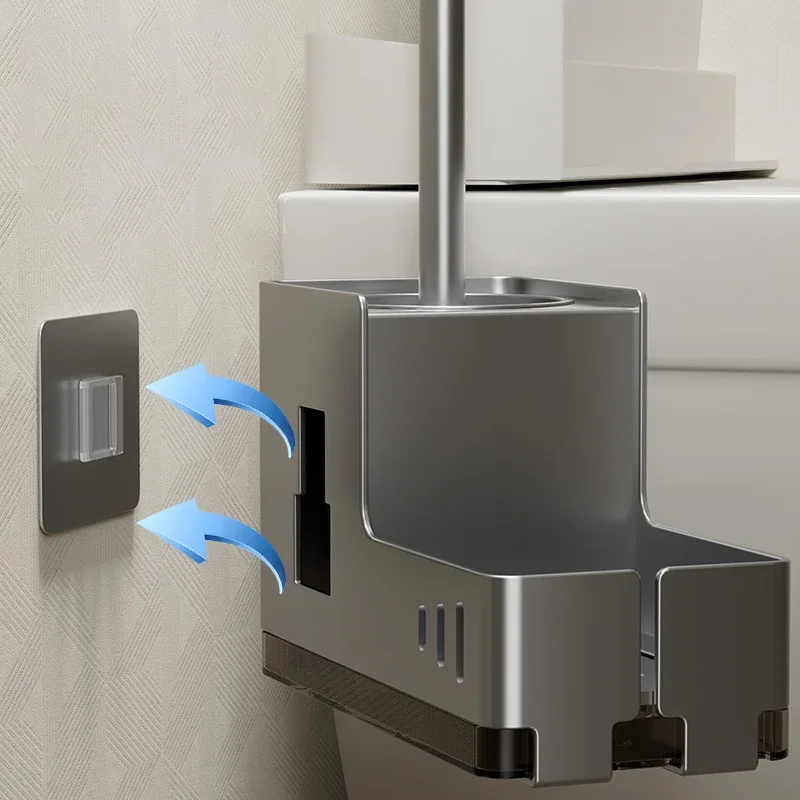 Toilet brush storage rack no punching no dead corners bottom seat wall mounted household use cleaning toilet brush