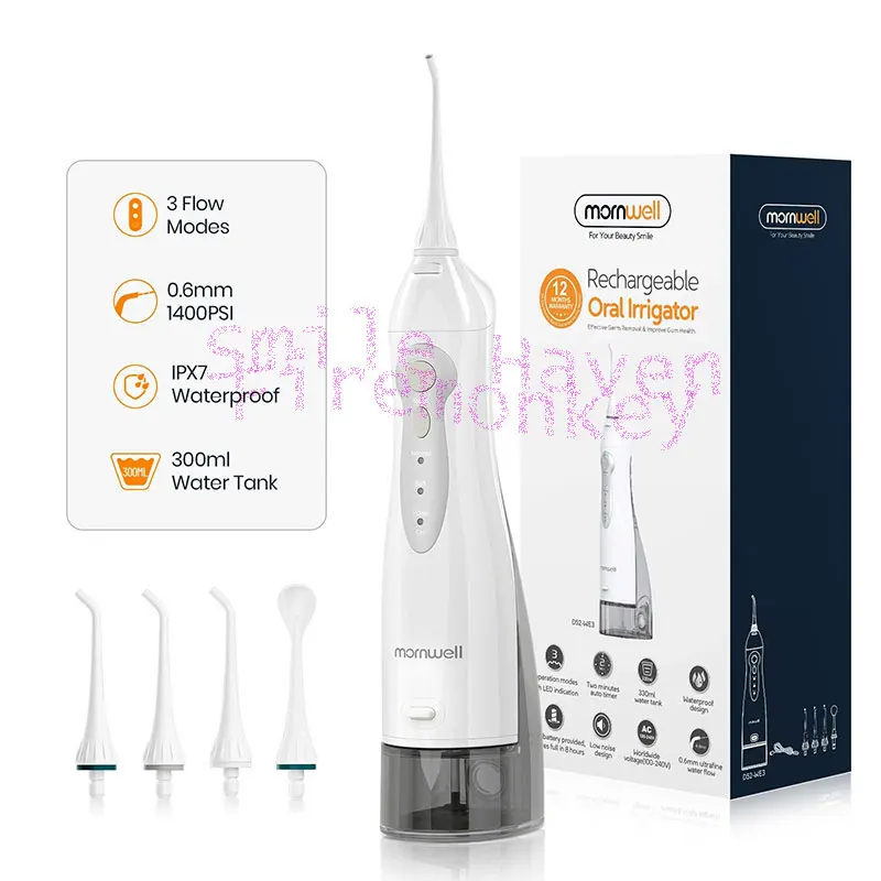 

Oral Irrigator USB Rechargeable Water Flosser Portable Dental Water Jet 300ML Water Tank Waterproof 4 Model Teeth Cleaner