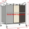 Sturdy 3-Bag Laundry Sorter Rolling Cart with Durable Steel Frame and Heavy Duty Casters Convenient Laundry Organization 4