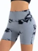 Shorts de yoga taille haute tie-dye pour femmes, shorts de sport côtelés sans couture, leggings de fitness à compression à séchage rapide