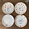 Rabbit and Flowers Dinner Plate for Dessert Cake, Cartoon Ceramic Decorative Plate, Kitchen Utensils, Crockery 1