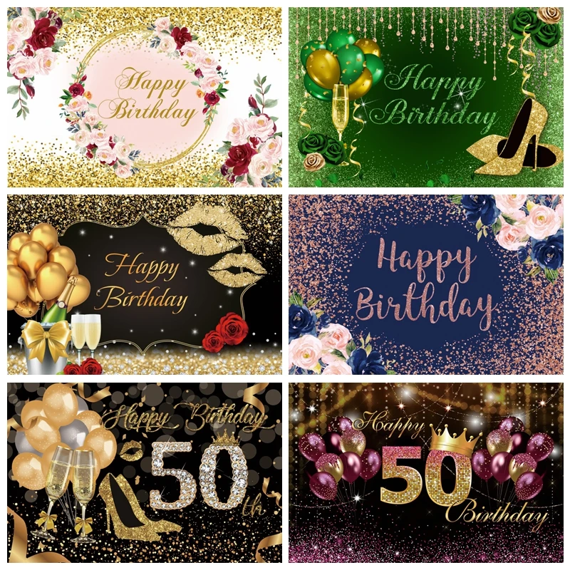 18th 30th 40th 60th Happy Birthday Photography Backdrops,Lady Adults Personalized Birthday Background Photo Vinyl Backdrop Photocall Decor