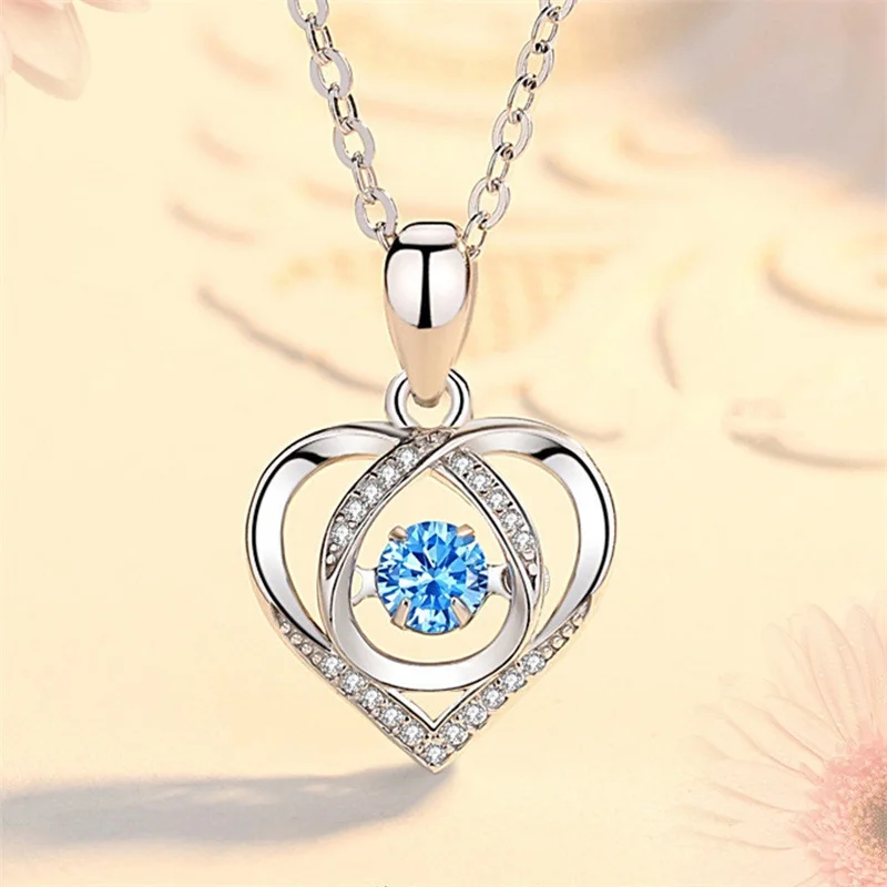 

Charm Crystal Heart Water Drop Necklace for Women Jewelry Trendy 999 Sterling Silver Necklaces Girl Choker Accessories Princess