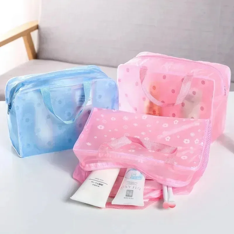 Cute Transparent Toiletry Packaging Travel Cosmetic Bag Waterproof Travel BagToiletry Bag Portable Travel Business BeachBag