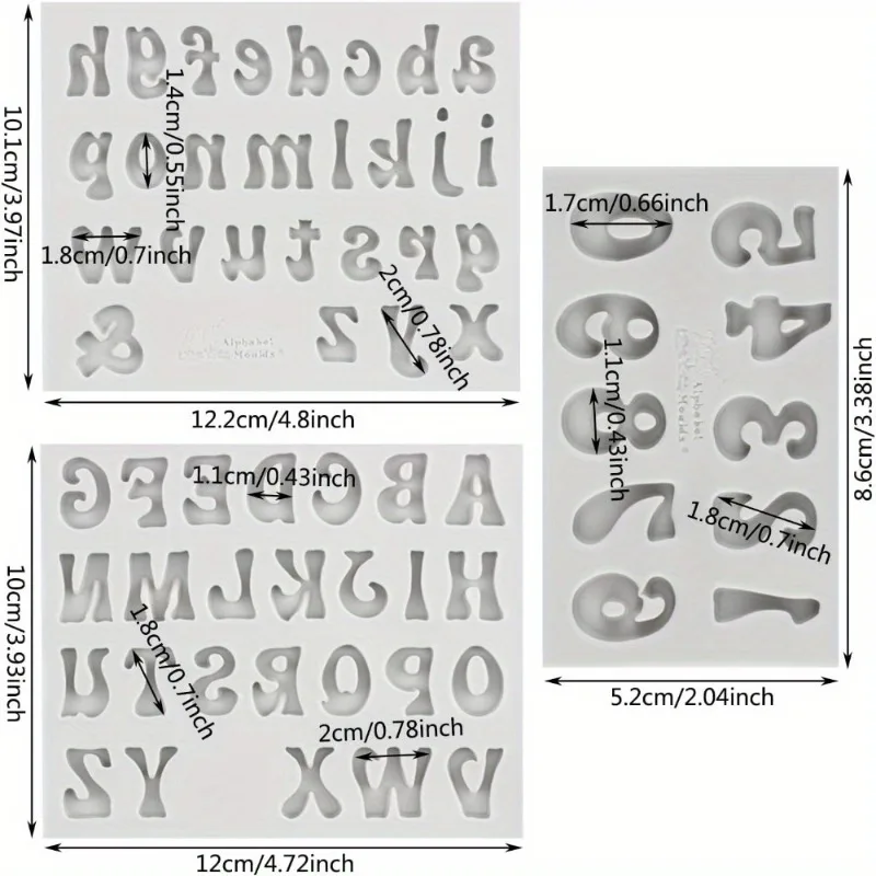 Silicone Alphabet and Number Molds for  Fondant DIY Baking Ideal for Holidays Like Christmas Uppercase and Lowercase Letters