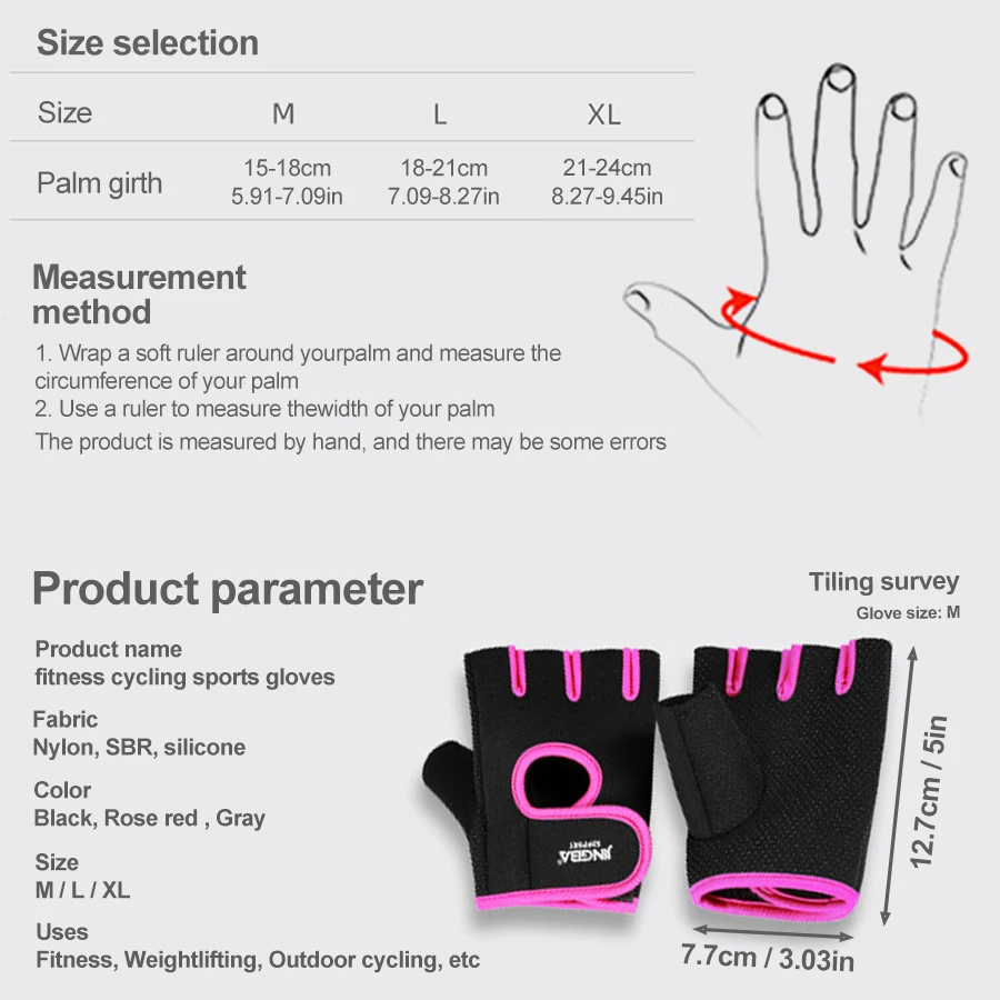 Gym Gloves Fitness Weight Lifting Gloves Body Building Training Sports Exercise Cycling Sport Workout Glove for Men Women 6