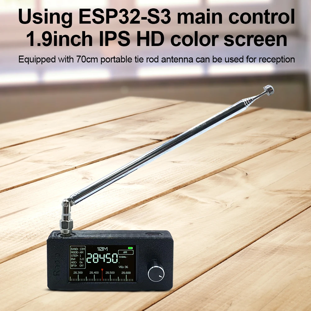 SI4732 0.5-108mhz Portable Radio LSB USB AM FM Radio 1.9 inch IPS Screen All Band HF SW MW VHF Receiver with Antenna