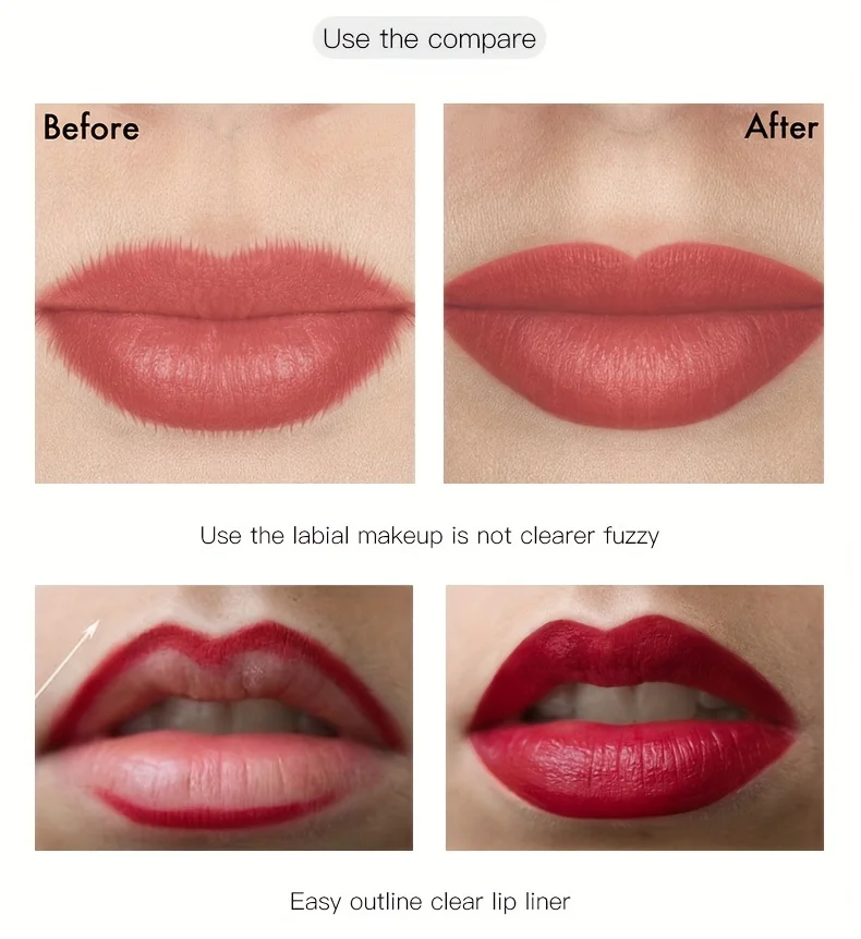 Waterproof Matte Lipliner Pencil Red Contour Tint Lipstick Long Lasting Non-stick Cup Moisturising Lips Makeup Cosmetic 11