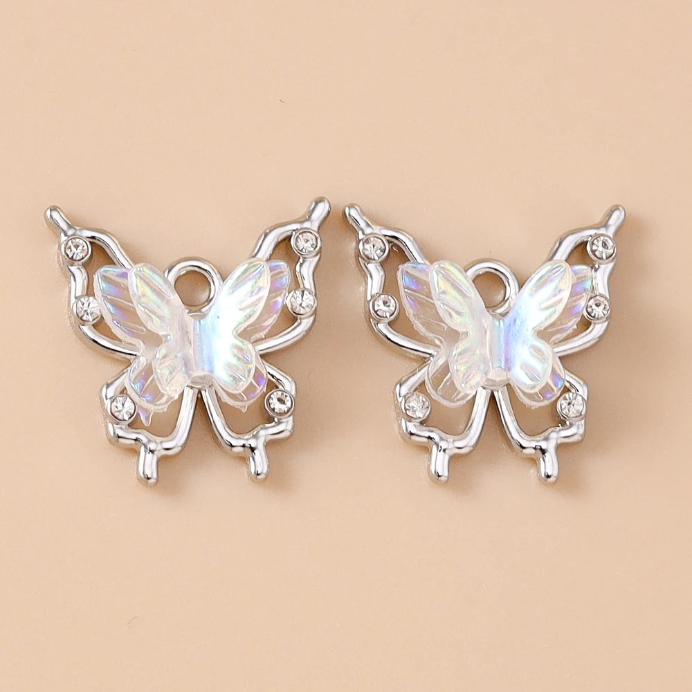 Leslie 5 Stück süße Y2K Luxuriöse Strass Schmetterling Charms Kristall Anhänger für DIY Halskette Armband Schmuckherstellung DIY Basteln – Detail 12