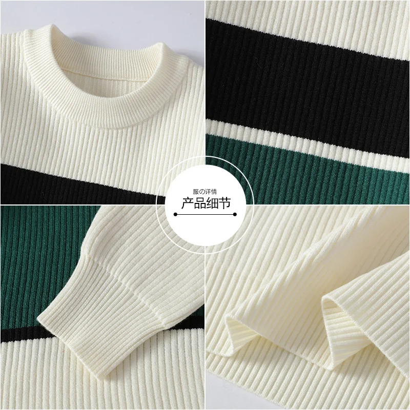 2024  Winter Fashion Sweater Men  Casual Knit Pullovers Mens Thick Warm  Loose Knitted Sweaters O-Neck Streetwear Man 4