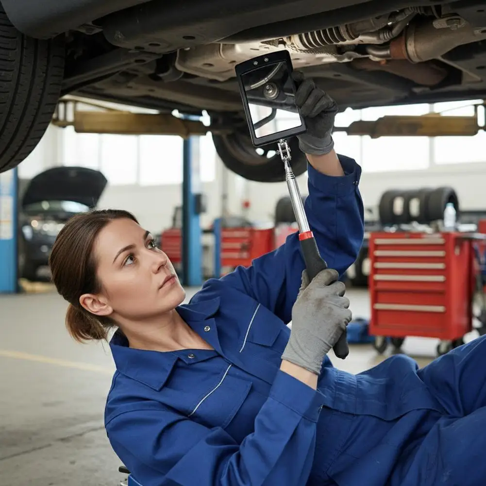 360 °   검사 거울 LED 조명 텔레스코픽 거울 확장형 정비사 도구 검사 거울 텔레스코픽 핸들 수리 도구