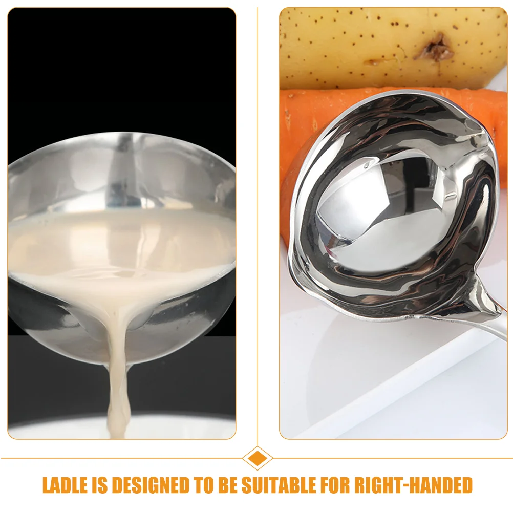 1Pc Double Mouth Soup Ladle Stainless Steel Kitchen Gadgets Pouring Spout Metal Spoon Home Restaurant Dinnerware Sets Long