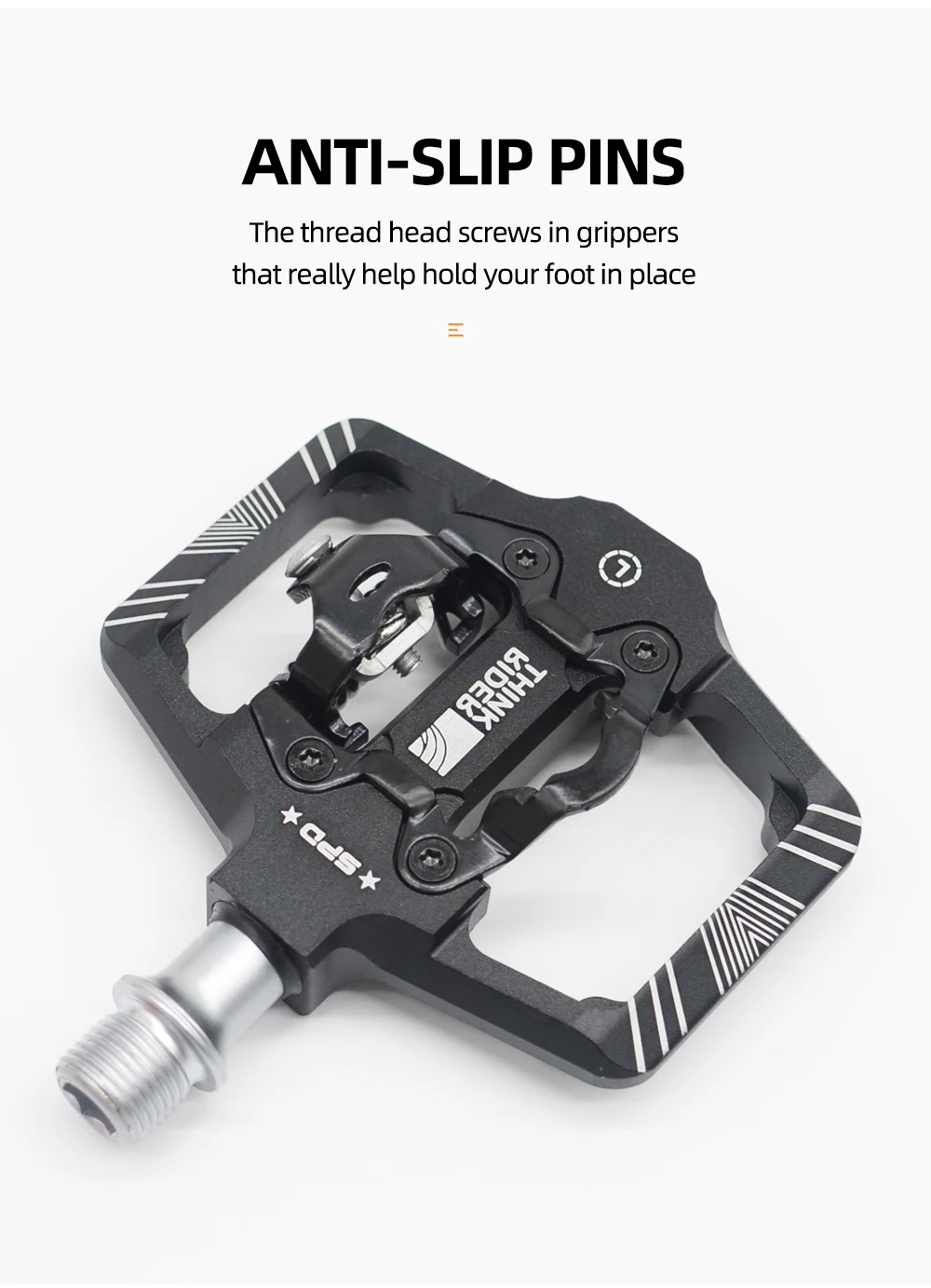 ThinkRider Fahrradschlosspedal 2-in-1 mit kostenloser Klampe für SPD-System MTB Road Aluminium Anti-Rutsch-Zubehör mit abgedichtetem Lagerschloss – Detail 7