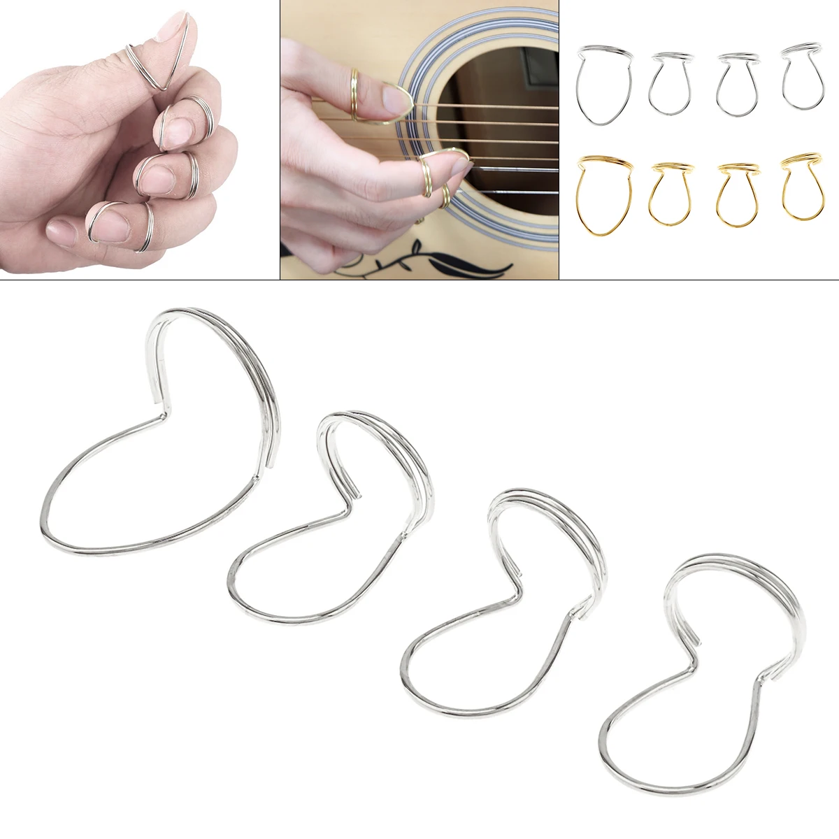 4pcs/set Guitar Picks Metal Finger Ring Protection Plectrum Thumb Forefinger Picks for Guitar Bass Parts Accessories