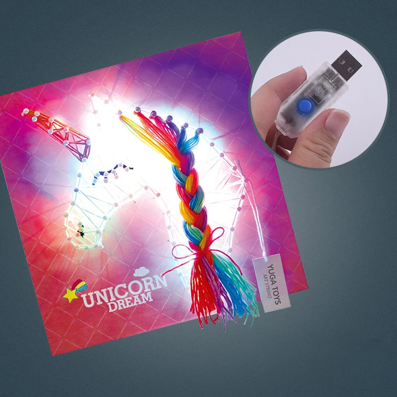 DIY String Art Kit for Kids Ages 6 and Up 3D with Lights on String Art Kit Crafts for Teens Birthday Gifts Home Wall Decorations