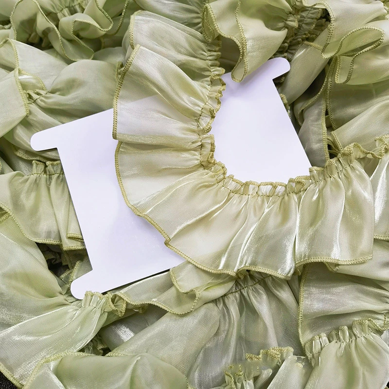 5m pearlescent satin pleated lace ruffle DIY accessory Cuffs Curtain apron edge Cake decoration 7cm width