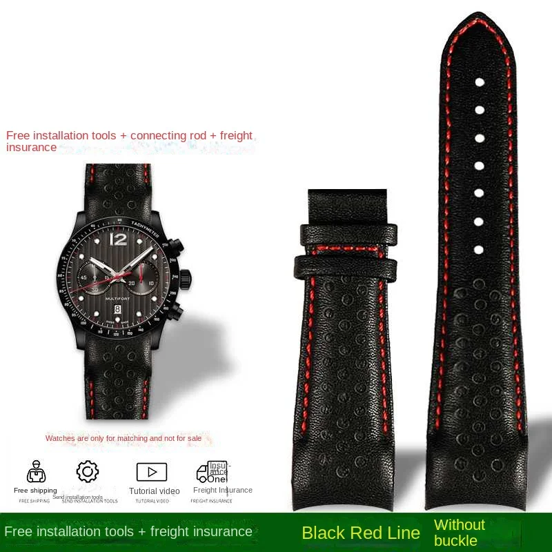 thumbnail image 1 of Correa de reloj de cuero con interfaz curvada para la serie Mido Multifort M025.627/M025.407 M005.430 Correa de reloj de cuero curvada de 22 y 23 mm, 1 of 5