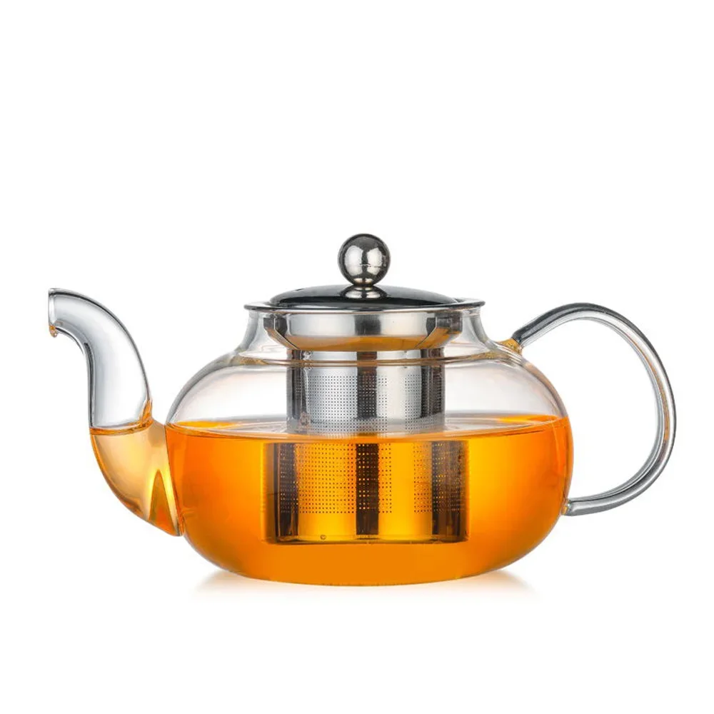 HMLOVE Glass Teapot With Stainless Steel Tea Strainer Infuser Flower Kettle Kung Fu Teawear Set Puer Oolong Heat Resistant Pot