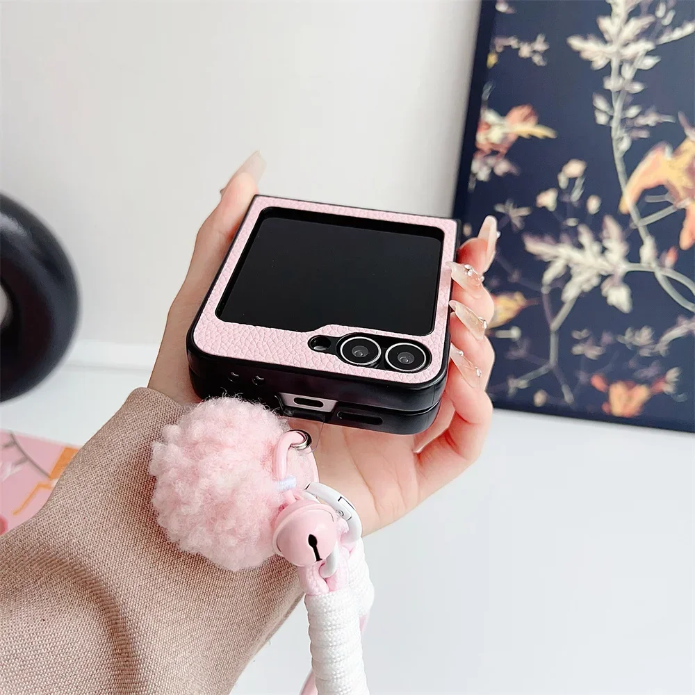 Cartoon Wrist Strap Leather Phone Case - Shockproof Protective Cover