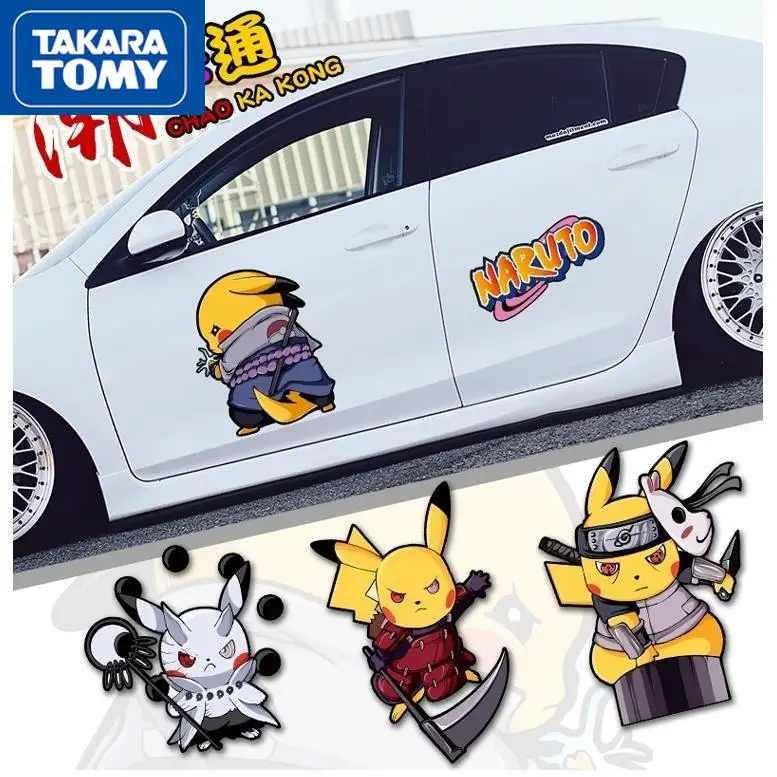 TARAKA TOMY Pokemon Pikachu Car Sticker Car Sticker Cartoon Cute Car Door Scratch Blocking Body Sticker Creative Sticker color blocking embroidery bathroom mat thicken super absorbent water bathtub side rug quick drying anti slip bathroom door rugs