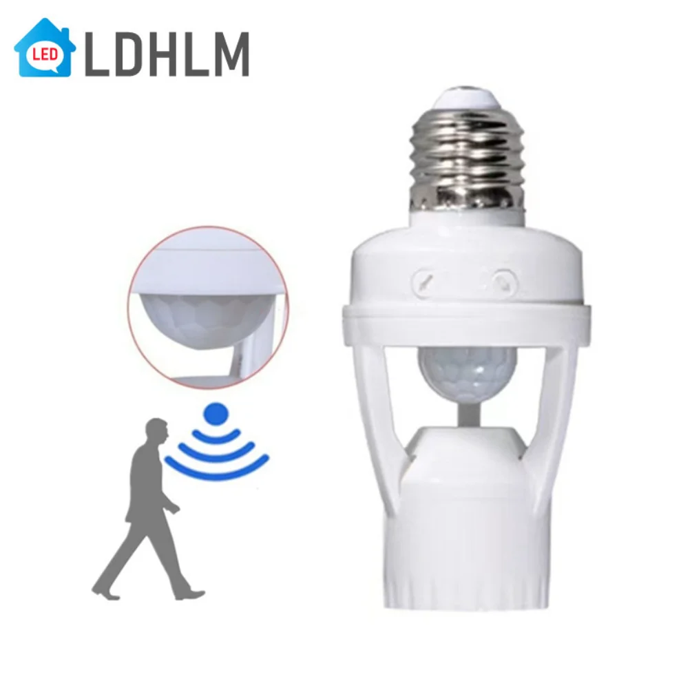 

LDHLM PIR Human Induction Motion Sensor LED Night Lamp Socket Base E27 AC 110V-220V Delay Time Adjustable Switch 360 Degrees