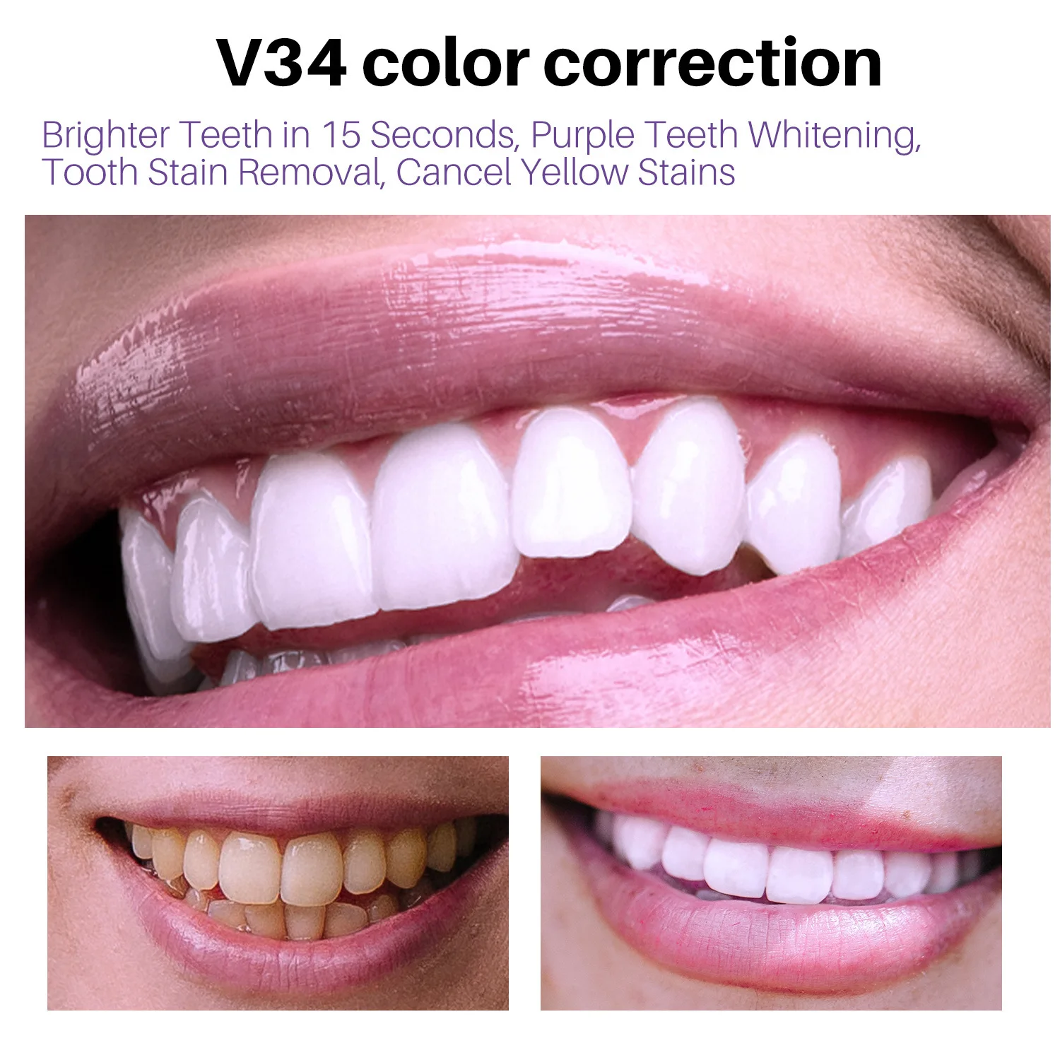 50ML V34 Yellow Teeth Toothpaste Foam Cleaning Removing Tooth Stain Oral Cleaning Product